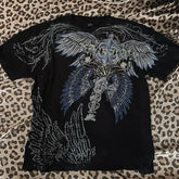 Hearujoy American New Double-Sided Oversized Printed T-shirt Y2K Retro Gothic Pure Cotton Short Sleeve Men Street Hip-Hop Trend Loose Top